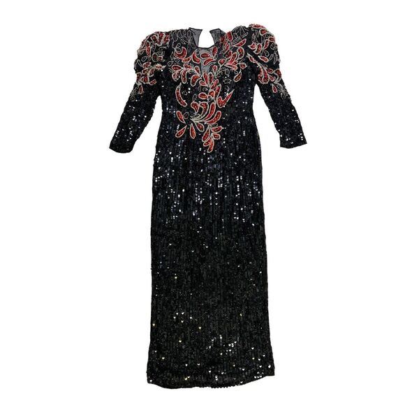 Stunning Black and Red Sequin Maxi Dress - Picture 6 of 9